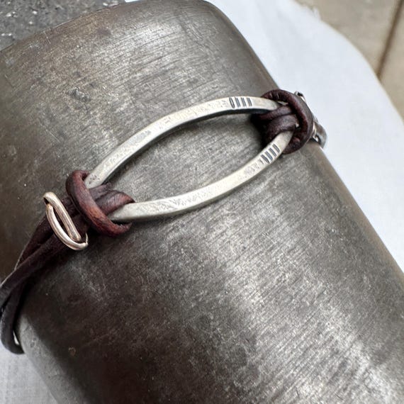 Bridle Leather & Sterling Silver Knotted Bracelet by Ink  display picture 1