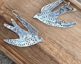Soaring Swallow Sterling Silver Earrings by iNk Jewelry