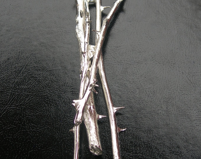 Silver Rose Stem Sculpture Symbol of Enduring Love - Four Stems