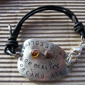 Lepelarmband van gerecycled sterlingzilver: citrien, eikelbedel