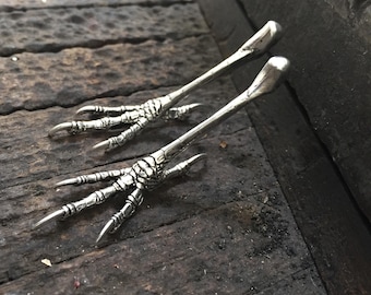 Woodland Crow/Blackbird Bronze or Silver Metal Bird Feet Sculptural by iNk Jewelry