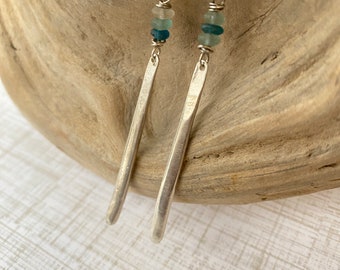 Roman Glass and Sterling Sterling Silver Earrings