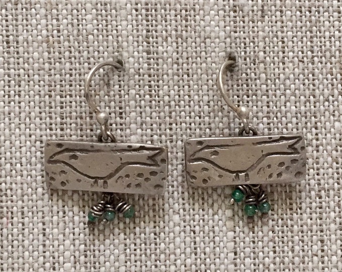 Poindexter Bird Sterling Silver Earrings with Apatite Tiny Drops