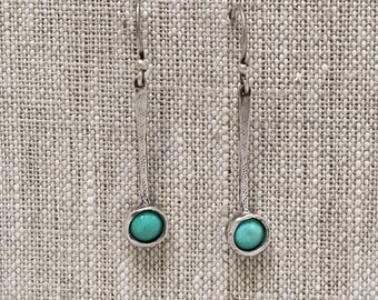 Tic Toc Earrings Sterling Silver Carnelian Gemstone Dangle Long Drop by iNk Jewelry