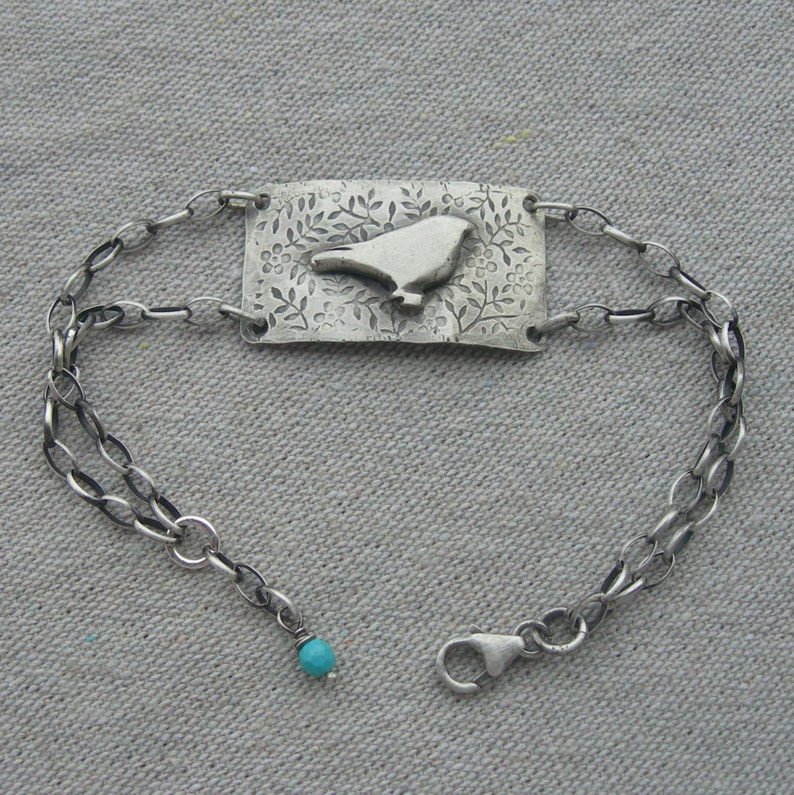 Kleine vogel Sterling zilveren armband afbeelding 1