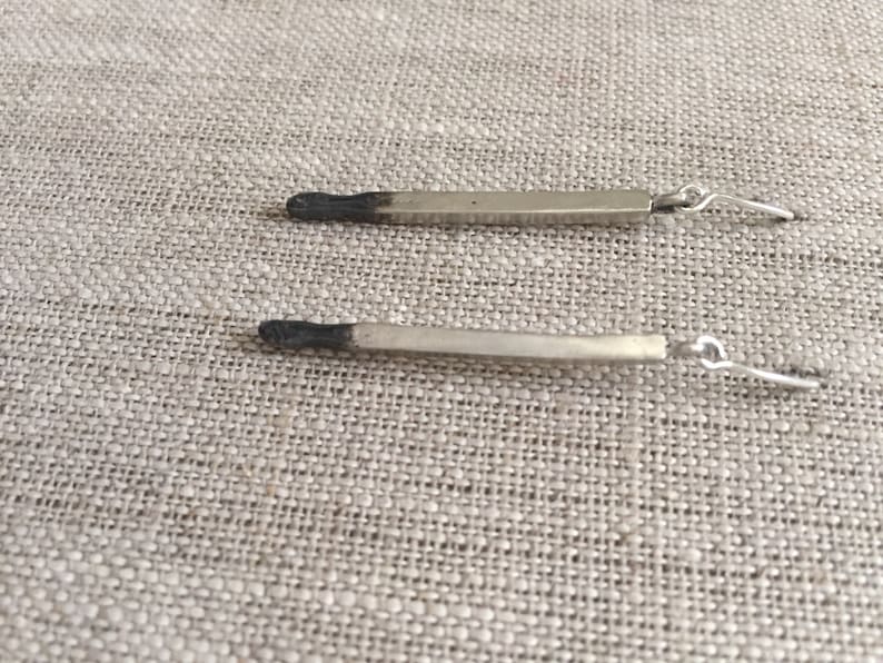 Burning Love Sterling Matchstick Earrings in Sterling Silver image 4