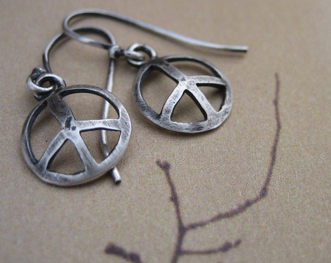 Peace Sign Earrings - Small Simple Domed Sterling Statement jewelry