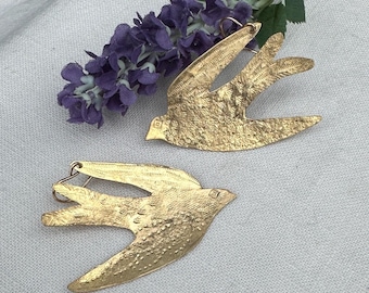 Soaring Swallow Yellow Bronze Earrings by iNk Jewelry