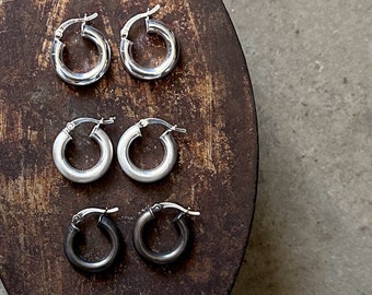 Sterling Silver Hoop Earrings-Small & Beefy by iNk Jewelry