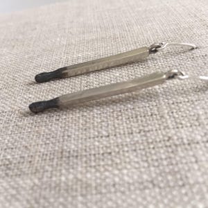 Matchstick Earrings Old Flame in Sterling Silver Burning Love by iNk Jewelry