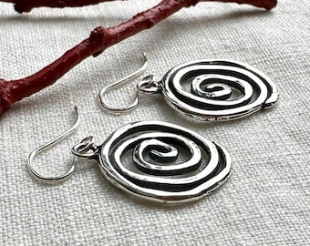 Whimsical Sterling Silver Swirl Earrings – Handmade Dangle Jewelry by iNk Jewelry