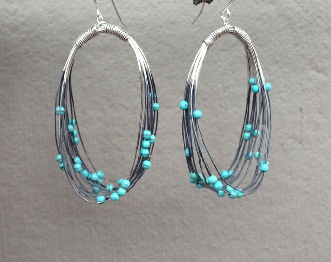 Abacus Oval Earrings with Sky Blue Turquoise