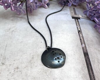 Oxidized Sterling Silver Constellation Pendant Necklace, Celestial Artisan Jewelry Lunar Elegance by ink Jewelry