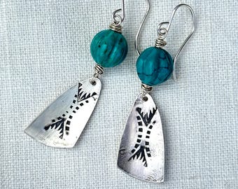 Sterling Silver Wing Earrings  Handmade Turquoise Dangle Jewelry Spirit by iNk Jewelry