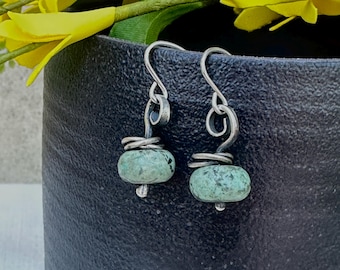 Viola Sterling Silver & African Turquoise Drop Earrings – by iNk Jewelry