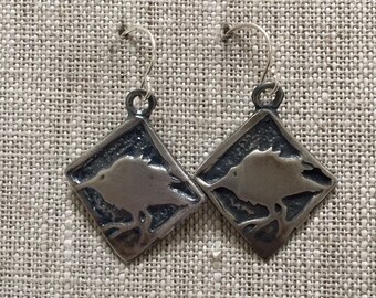 Baby Crow Sterling Silver Earrings