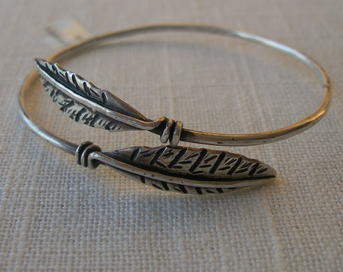 Leo Sterling Silver Leaf Adjustable Bangle