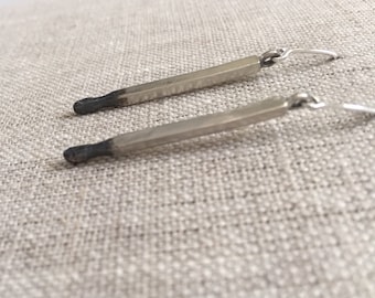 Burning Love Sterling Matchstick Earrings in Sterling Silver