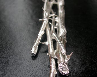 Silver Rose Stem Sculpture Symbol of Enduring Love - Four Stems by iNk Jewelry