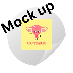 Cute circle uterus ready to print sticker, Cuterus sticker, girly sticker, period sticker, uterus jokes, funny girly sticker, circle sticker