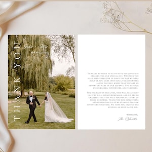 Modèle de carte de remerciement pour mariage Modèle de carte de remerciement pour photo de mariage en téléchargement numérique