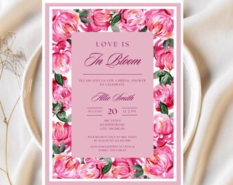 Pink Floral Bridal Shower Invitation Template (Digital)
