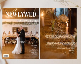 Custom Wedding Thank You Card Template Magazine Cover (Digital Download)