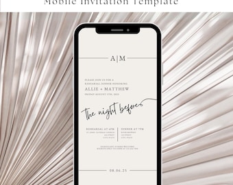 Chic Mobile Rehearsal Dinner Invitation Template
