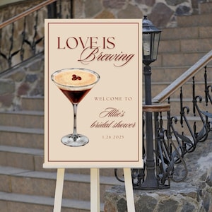 Love Is Brewing Bridal Shower Sign Digital Template Espresso Theme Bridal Shower Sign