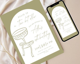 A Tini Bit Older Birthday Party Invitation Template Martini Theme Birthday Party Invite Digital Template