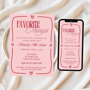 Favorite Things Party Invitation Template Galentine #39 s Party Invitation