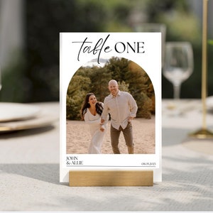 Wedding Table Number With Photos Design Template | Engagement Photo Wedding Table Numbers
