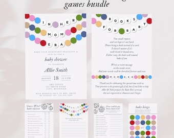 In Her Mom Era Baby Shower Invitation & Games Bundle (Digital Download)