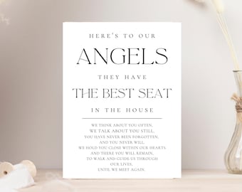 Wedding Memorial Table Sign Here's To Our Angels In Memorial Digital Download