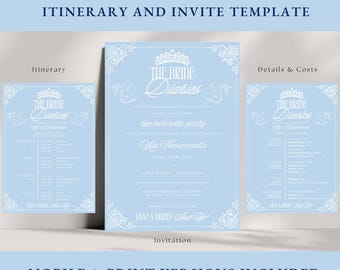 Princess Diaries Bachelorette Itinerary & Invitation Template
