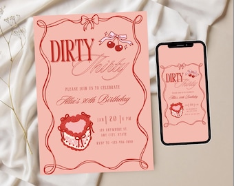 Dirty Thirty Birthday Invitation Template: Shirley Temple Theme (Printable & Mobile)