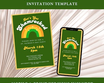 St. Patrick's Day Party Invitation Template Let's Get Shamrocked St. Patrick's Day Invite Template St. Patrick's Day Mobile Invite Template