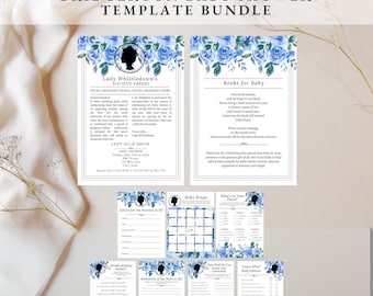 Tea Party Baby Shower Invitation and Games Digital Template Bundle