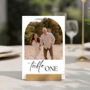 Wedding Table Number With Photos Design Template | Engagement Photo Wedding Table Numbers