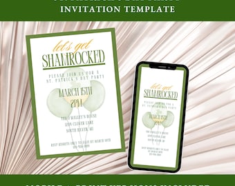St. Patrick's Day Party Invitation Template Let's Get Shamrocked St. Patrick's Day Invite Template St. Patrick's Day Mobile Invite Template