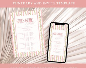 Girls Gone Mild Bachelorette Itinerary & Invitation Template