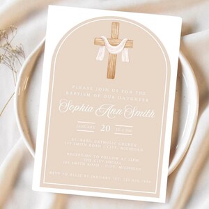 Baptism Invitation Template Digital Download Neutral Baptism Christening Invitation Template