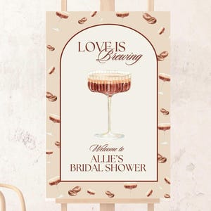 Love Is Brewing Bridal Shower Sign Digital Template Espresso Theme Bridal Shower Sign