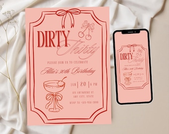 Dirty Thirty Birthday Invitation Template: Shirley Temple Party (Mobile Invite Included)