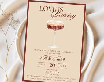Love Is Brewing Bridal Shower Invitation Template Digital Download Espresso Theme Bridal Shower Invitation