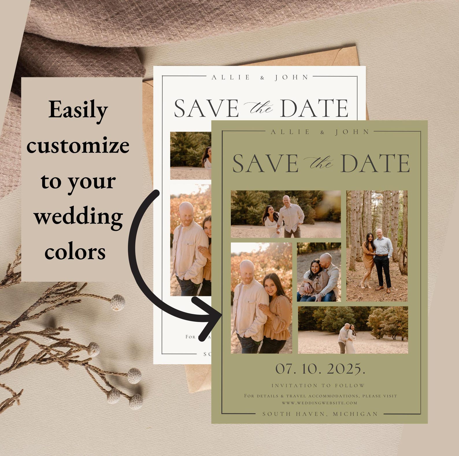 Save the Date Template Digital Download Wedding Custom Color Save the ...
