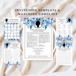Modèle d&#39;Invitation pour la douche nuptiale Bridgerton Lady Whistledown et jeux en téléchargement numérique