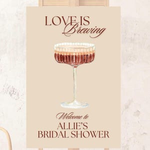 Love Is Brewing Bridal Shower Sign Digital Template Espresso Theme Bridal Shower Sign