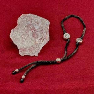 Adjustable Black Cord Anklet with Silver Elephant