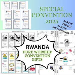Regalos para la Convención Especial de Adoración Pura de JW – Ruanda 2025 / Adoración Pura / 5 diseños imprimibles en inglés, kinyarwanda y francés / Paquete de regalo